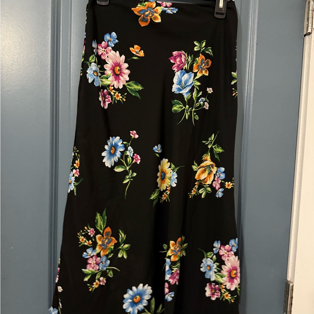 Ambiance Pink and Yellow A-Line Midi Skirt
